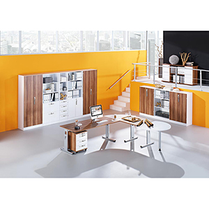 Anbautisch, Halbkreis, BxTxH 600x800x650-850 mm, ahorn, mit Stützfuß