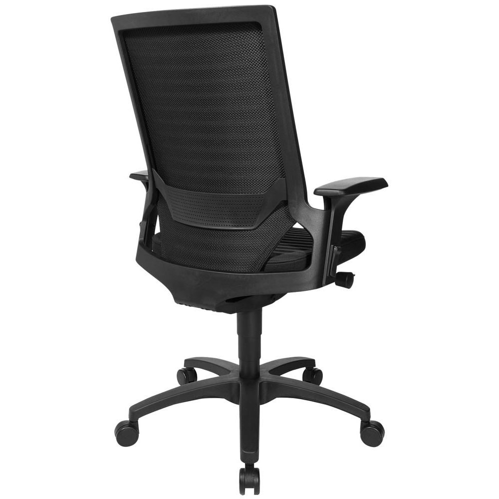 Bürostuhl, Schreibtischstuhl, Drehstuhl, Sitz-BxTxH 480x460x420-550 mm, Lehnenh. 560 mm, Lordosenstütze, Synchronmech., Muldensitz, inkl. Armlehnen, schwarz