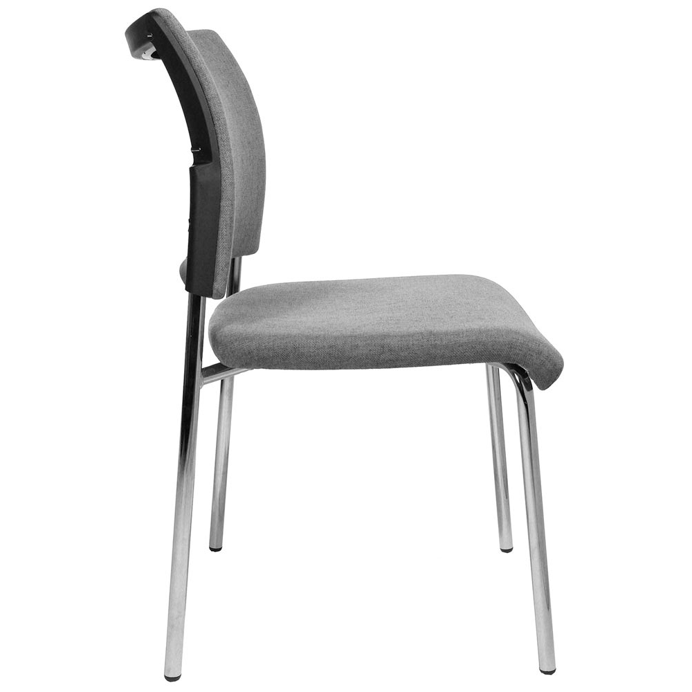 Besucherstuhl, Stapelstuhl, Sitz-BxTxH 480x450x430 mm, Gesamthöhe 830 mm, 4-Fuß-Gestell verchromt, Sitz- + Rückenpolster hellgrau, VE 2 Stück