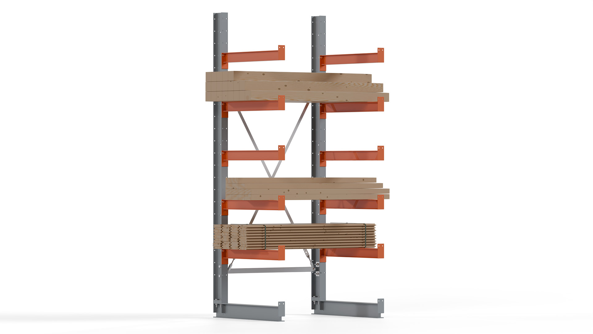 Kragarmregal KARL basic - lackiert - Breite: 100 cm - Höhe: 250 cm - Tiefe: 80 cm - Traglast je Kragarm: 550 kg - einseitig