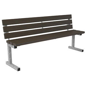 Parkbank aus Stahl/Bambus - Breite: 177 cm - Farbe: verzinkt/Bambus dunkel