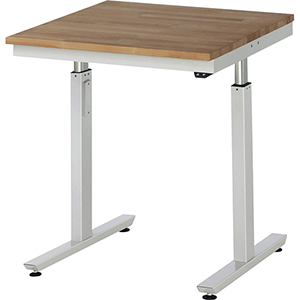 Elektrisch höhenverstellbarer Arbeitstisch, Breite 75 cm, Tiefe 80 cm, Höhe 112 cm,  Schublade(n), Platte: Buche-Riegel