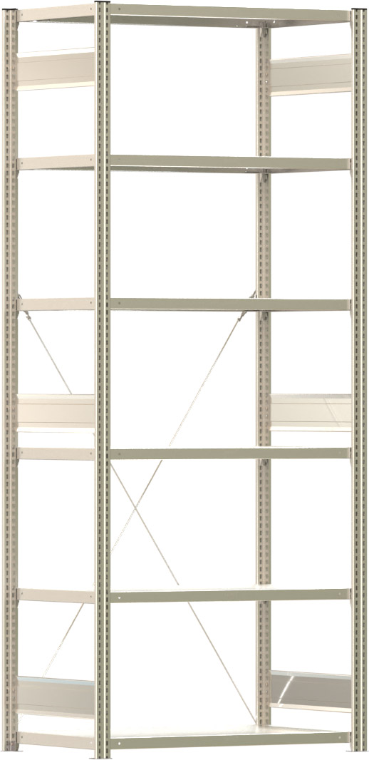 Fachbodenregal BERT - Breite: 100,5 cm - Tiefe: 60 cm - Höhe: 250 cm - 6 Böden - Grundregal