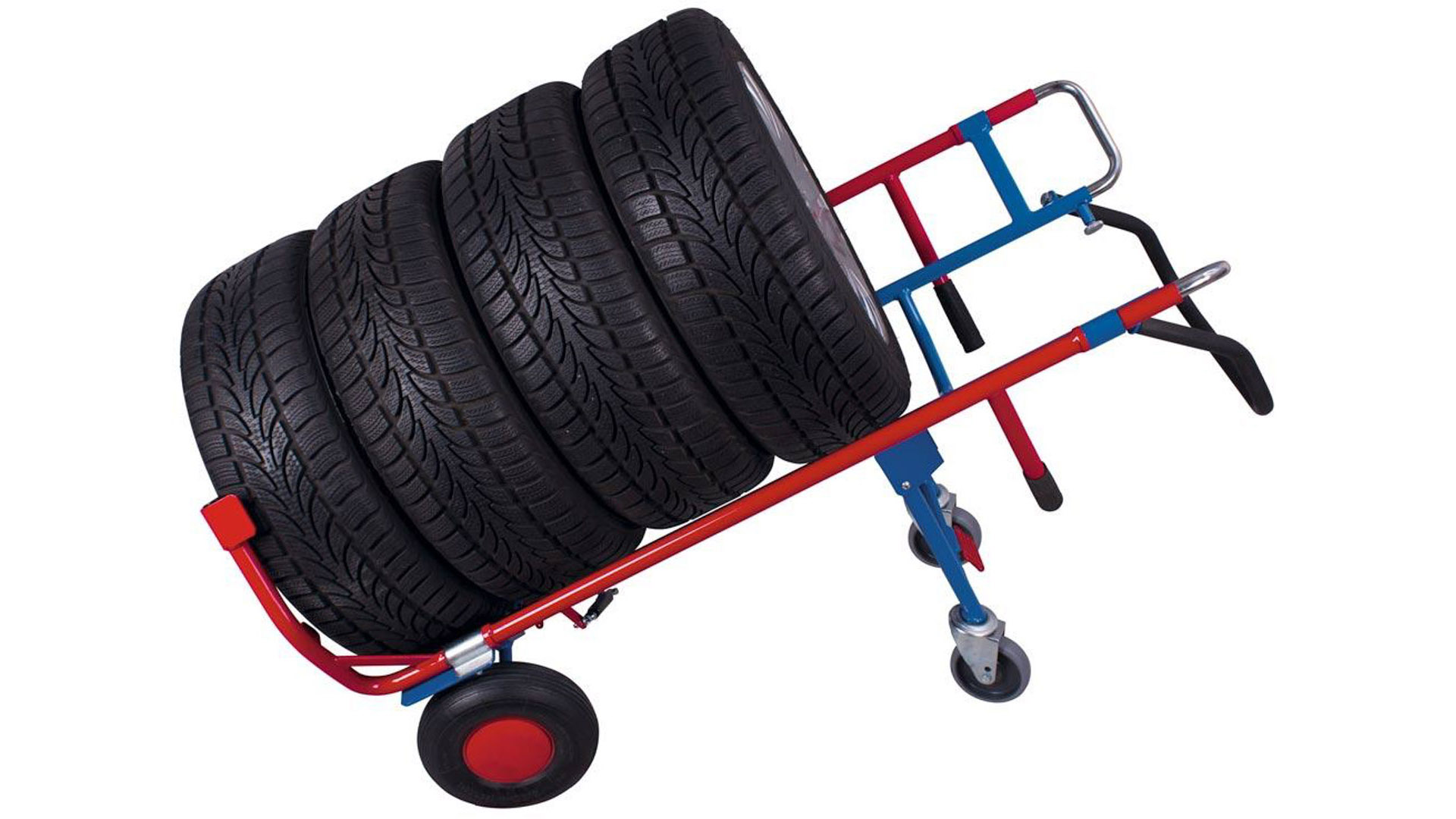 Reifenkarre mit Teleskopauszug und 2 Stützrädern, BxTxH 705x760x1300-1900 mm, Traglast 200 kg