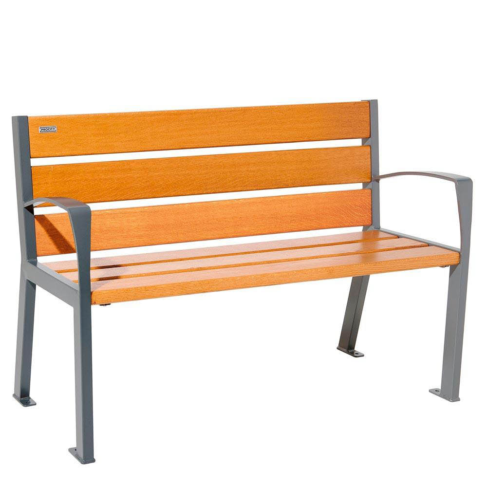 Parkbank aus Stahl - Breite: 120 cm - Farbe: Eiche hell