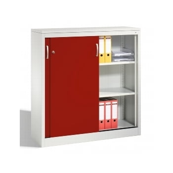Aktenschrank mit Schiebetüren, Büroschrank, Stahlschrank