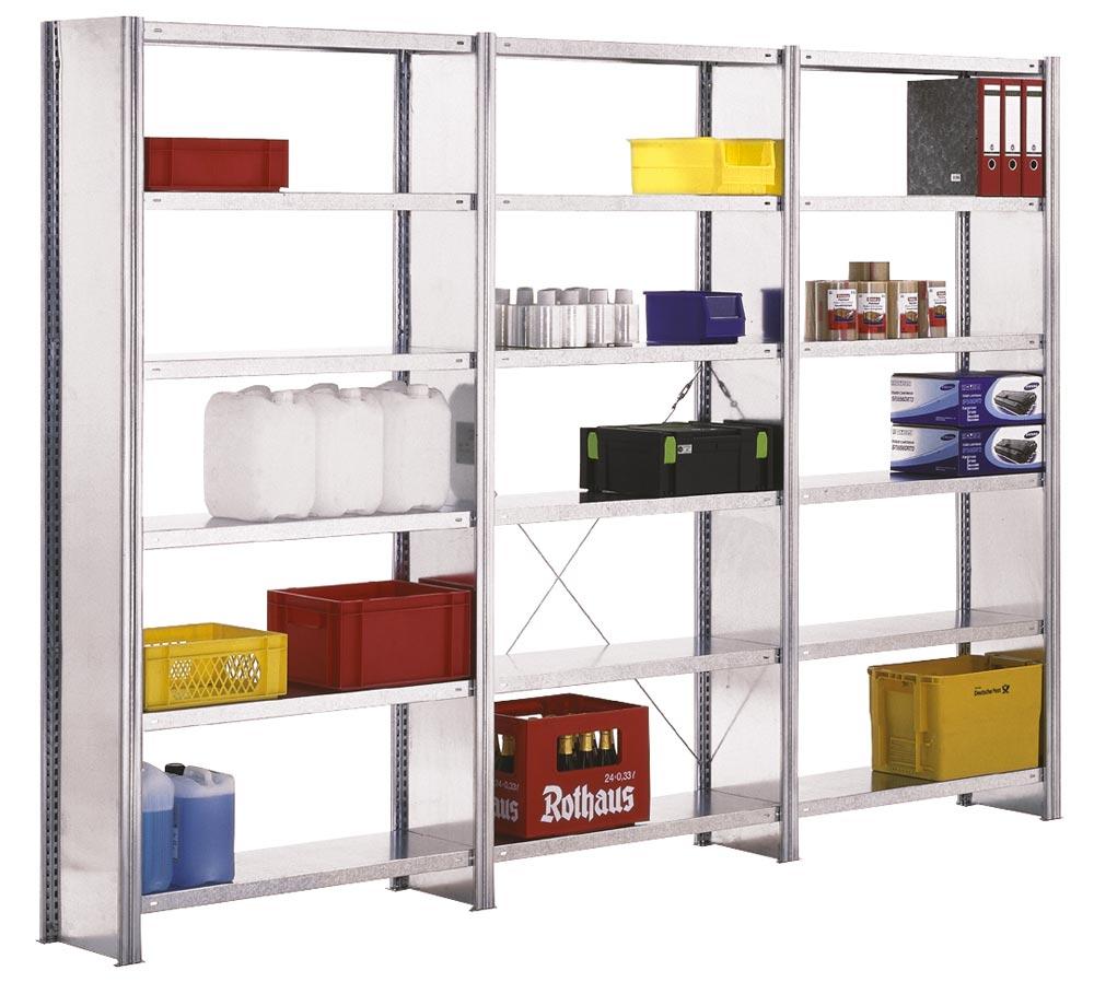 Fachbodenregal BERT - Breite: 87,5 cm - Tiefe: 40 cm - Höhe: 250 cm - 6 Böden - Anbauregal