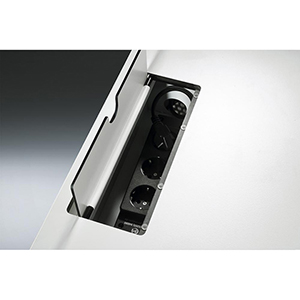 Service-Caddy, BxTxH 500x600x1157 mm, 3 Schubladen für Besteck + Geschirr, Abfallsammler (1x18 l, 2x8,5 l), RAL 7021 schwarzgrau