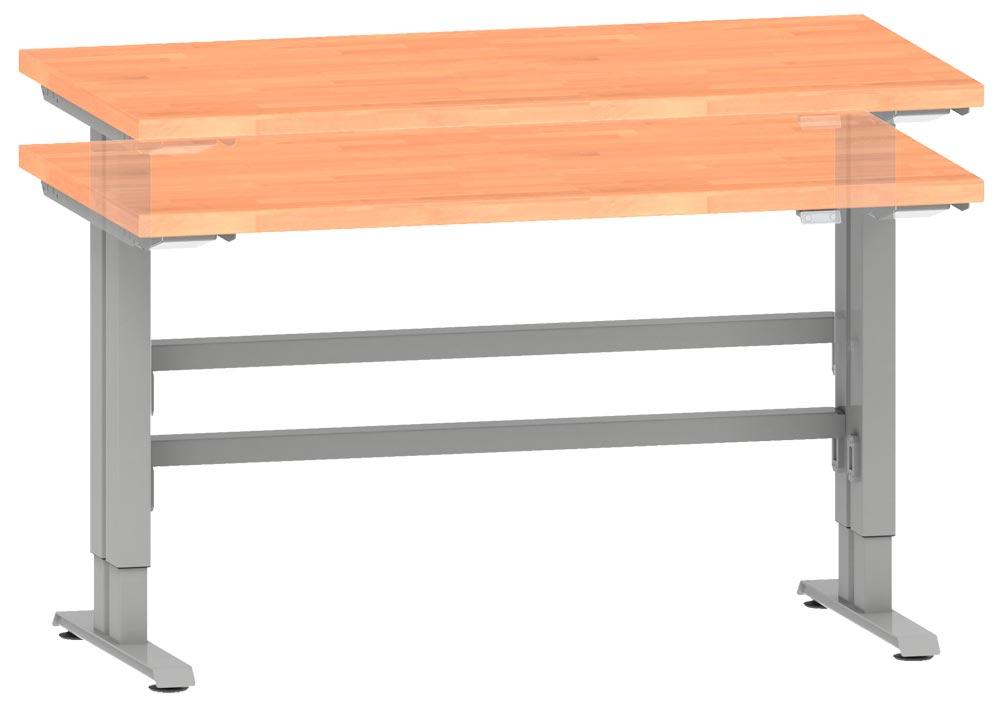 Elektrisch hv.  Arbeitstisch, Breite 203 cm, Tiefe 80 cm, Höhe bis 126 cm, Platte: Buche 50 mm