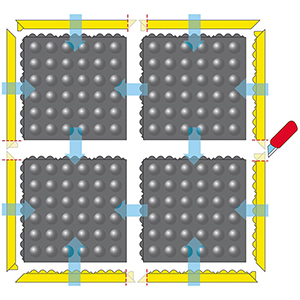 Eckverbindung für Arbeitsplatz-Fliese mit Verbindungsnoppen, Farbe schwarz, BxT 1000x60 mm