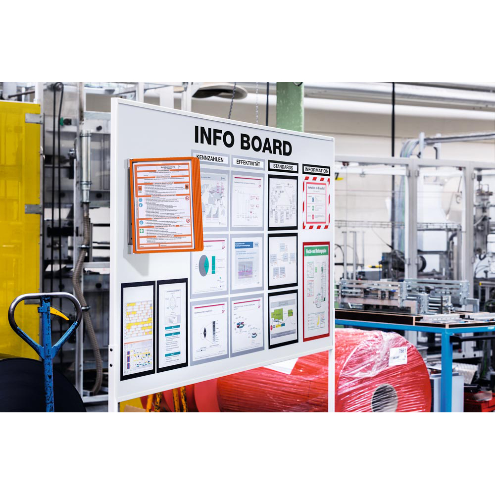 Sichttafelsystem, Wandhalter,  magnetisch, Metall, 5 Sichttafeln orange