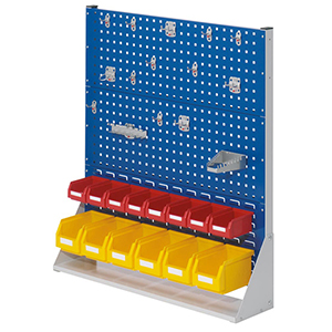 Lochplatte - Schlitzplatte, Ständer, einseitig, 4 Loch- und 1 Schlitzplatten, BxTxH 1000x240x1790 mm, Platten RAL 7035