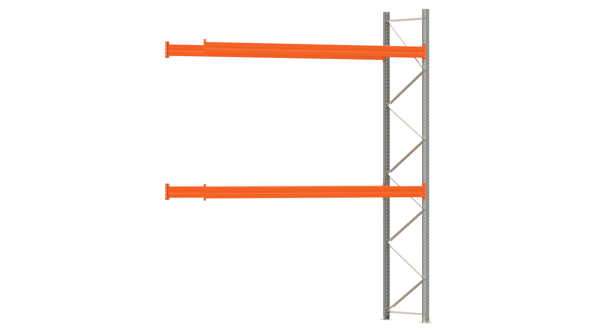 Palettenregal ARTUS - Anbaufeld - Breite 368,5 cm - Höhe 450 cm - Tiefe 110 cm - 2 Träger Ebenen