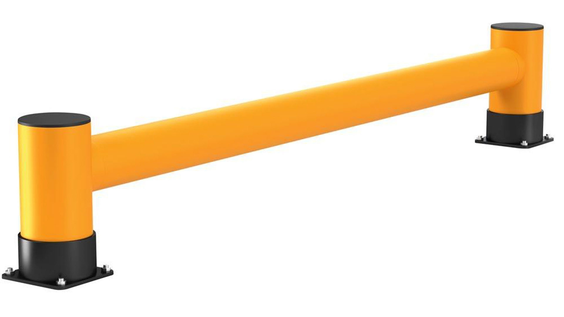 Regalendschutz, Einzelplanke, HDPE, Länge 2500 mm, Höhe 400 mm, Pollerdurchm. 180 mm, Verbindungsrohrdurchm. 140 mm, Farbe gelb