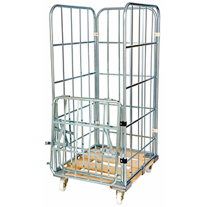 Rollbox, 4-seitig (halb abklappbare Vorderwand), Nutzhöhe 1460 mm, BxTxH 810x720x1640 mm, Bodenplatte aus Holz, natur