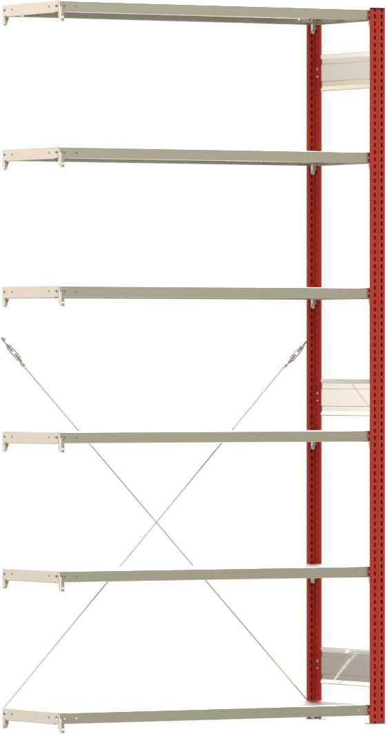 Fachbodenregal BERT - Breite: 128,5 cm - Tiefe: 40 cm - Höhe: 250 cm - 6 Böden - Anbauregal