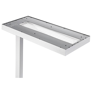 Stehlampe, LED-Stehleuchte, Höhe 1950 mm, Leuchtenkopf 280x610 mm, Abstrahlung nach oben + unten, 80 W, silber