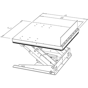 Hub-Neigegerät, Traglast 750 kg, geschlossene Tischplatte BxT 1000/945x1300 mm, Nutzhub 565 mm, Bauhöhe 235 mm, Motor 400 V / 0,75 kW