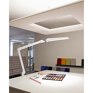 LED-Tischlampe CRAFT, Klemmfuß, Leuchtenkopf 80x450 mm, Höhe 470 mm, 90 LEDs, 14 W, dimmbar, weiß