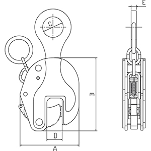 Blechgreifer, starr, mit Sicherheitsarretierung, Traglast 1000 kg