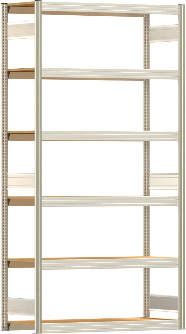 Fachbodenregal BERT - Breite: 128,5 cm - Tiefe: 50 cm - Höhe: 250 cm - 6 Böden - Grundregal