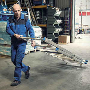 Teleskop-Plattformleiter, Plattformhöhe höhenverstellbar bis 2640 mm, 8-10 Sprossen, Plattform 500x450 mm, Gewicht 26 kg