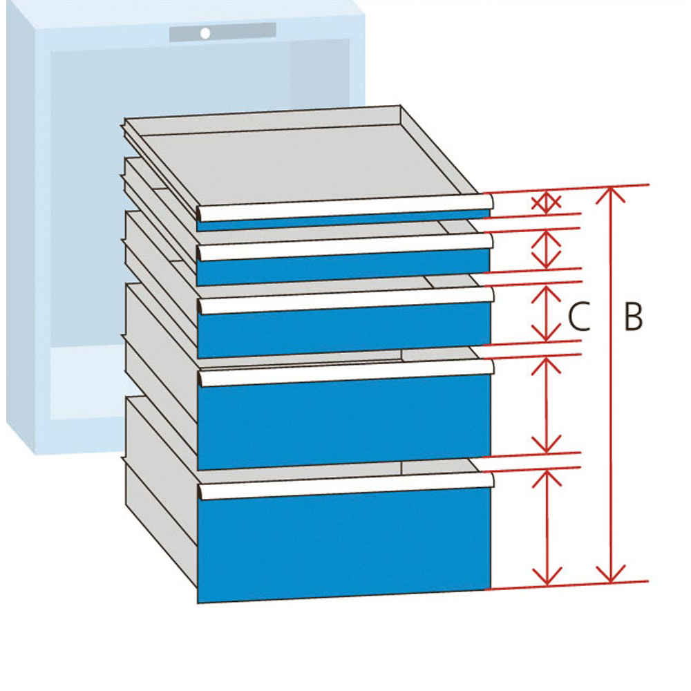 Schubladenschrank-Gehäuse mit Zylinderschloss