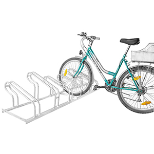 Fahrradständer, Stahl verzinkt, einseitig, 6er-Stand, Radabst. 350 mm, Gesamtl. 2100 mm