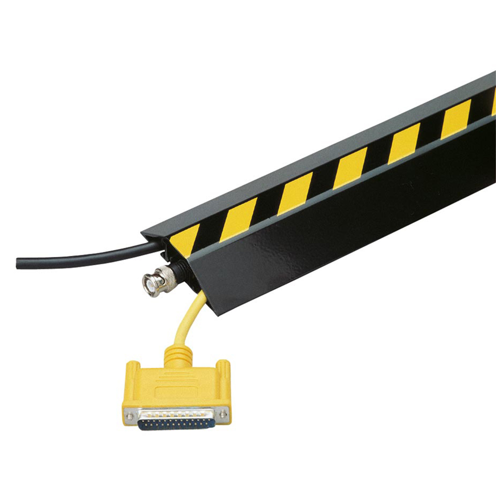 Kabelbrücke aus Aluminium, Kabelkanal, BxTxH (3x400)x80x20 mm, 3xGerade, mit Doppelklebeband, Farbe schwarz/gelb