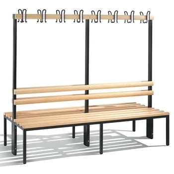 C+P Sitzbank für Umkleide und Garderobe, Breite 200 cm, Höhe 165 cm, Tiefe 75,6 cm