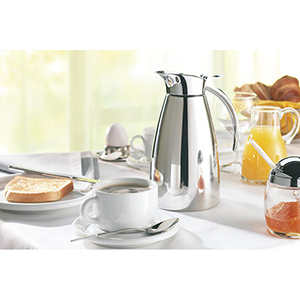 Isolierkanne aus Edelstahl spülmaschinenfest, 1 l, Easy Open mit Edelstahlkolben