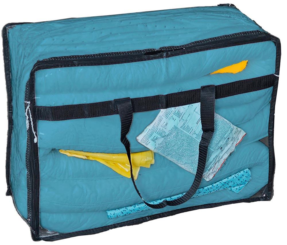 Notfall-Set, BxTxH 600x200x400 mm, Aufn. 50 l, Inh.: 35 Tücher, 3 Schlängel., 10 Wischtücher, für alle Flüssigkigkeiten, Farbe grau