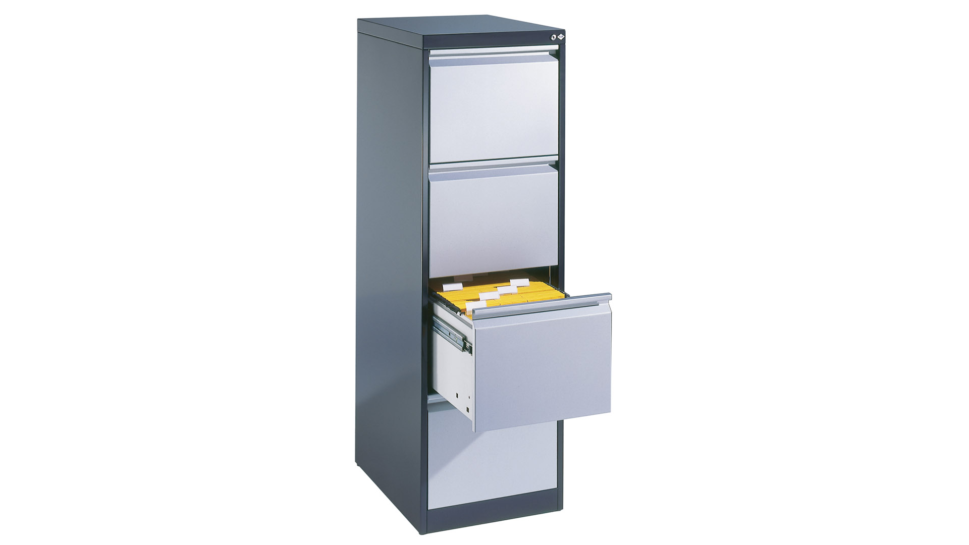 Hängeregisterschrank, Schubladenschrank, BxTxH 787x590x1045 mm,  zweibahnig, 3 Schubladen, Griffleiste, RAL 9016 verkehrsweiß