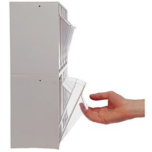 Kleinteilemagazin - Klarsichtkästen im Gehäuse, 4 Klarsichtkästen Größe 4, BxTxH 600x137x207 mm, Gehäusefarbe beige