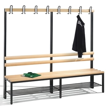 C+P Garderobenbank, Sitzbank für Umkleide, Breite 196 cm, Höhe 165 cm, Tiefe 40,3 cm