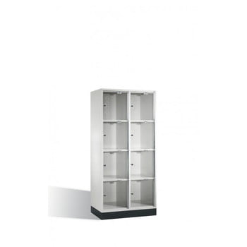 Fächerschrank mit Türen aus Acrylglas, Breite 82 cm, Höhe 175 cm, Tiefe 50 cm, 2x4 Fächer