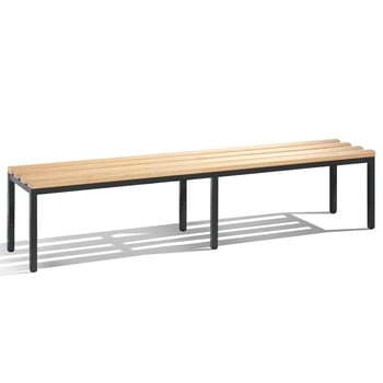 C+P Garderobenbank, Sitzbank für Umkleide in Verein oder Schule, Gestellfarbe schwarzgrau, Hartholzleisten, 420 x 1.960 x 353 mm (HxBxT)