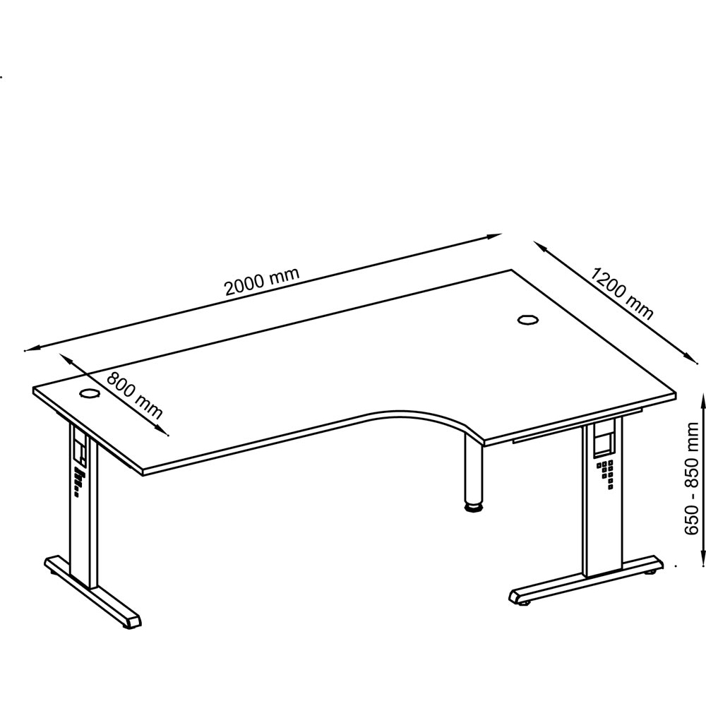 Eckschreibtisch, höhenverstellbar
