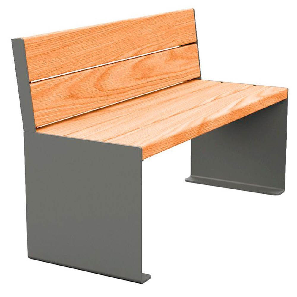 Parkbank aus Stahl - Breite: 120 cm - Farbe: Eiche hell