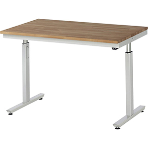 Elektrisch höhenverstellbarer Arbeitstisch, Breite 125 cm, Tiefe 80 cm, Höhe 112 cm,  Schublade(n), Platte: Buche-Riegel