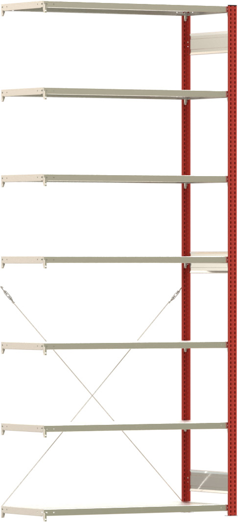 Fachbodenregal BERT - Breite: 128,5 cm - Tiefe: 50 cm - Höhe: 300 cm - 7 Böden - Anbauregal