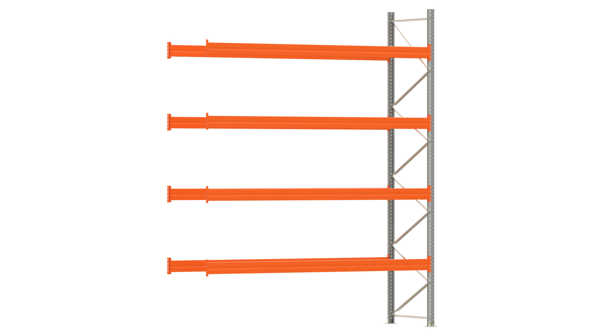 Palettenregal ARTUS - Anbaufeld - Breite 368,5 cm - Höhe 450 cm - Tiefe 110 cm - 4 Träger Ebenen