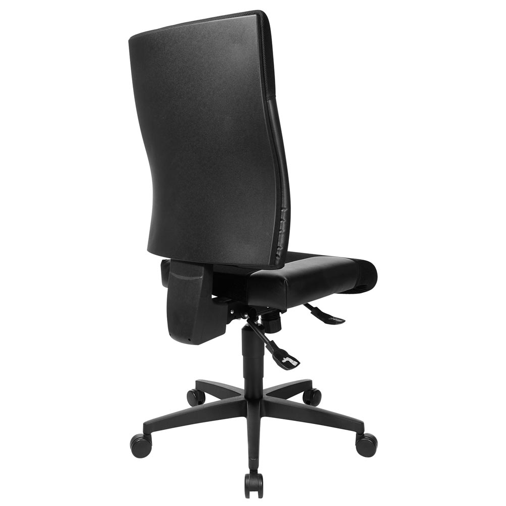 Bürostuhl, Schreibtischstuhl, Drehstuhl, Sitz-BxTxH 480x480-550x420-540 mm, Lehnenh. 580 mm, Netzrücken, seitl. Formpolster, Punkt-Synchronmech., Muldensitz, schwarz/schwarz