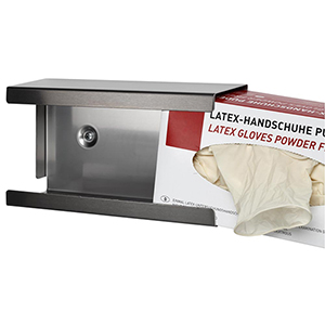 Edelstahl Halterung, 1-fach für Handschuhboxen, offen, 250x78x133 mm, inkl. Montagematerial