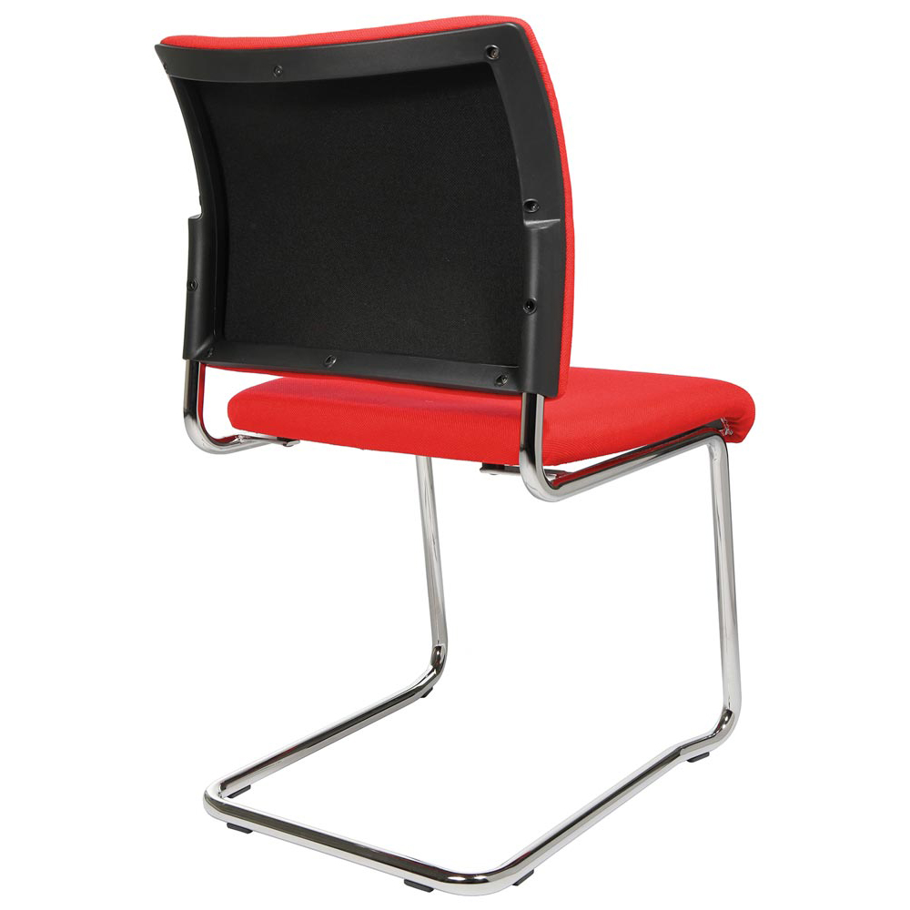 Schwingstuhl, Freischwinger, Sitz-BxTxH 480x450x450 mm, Gesamthöhe 850 mm, Gestell verchromt, Sitz- + Rückenpolster rot, VE 2 Stück