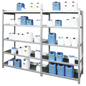 Kleingebinderegal mit 5x35 l Fachwannen