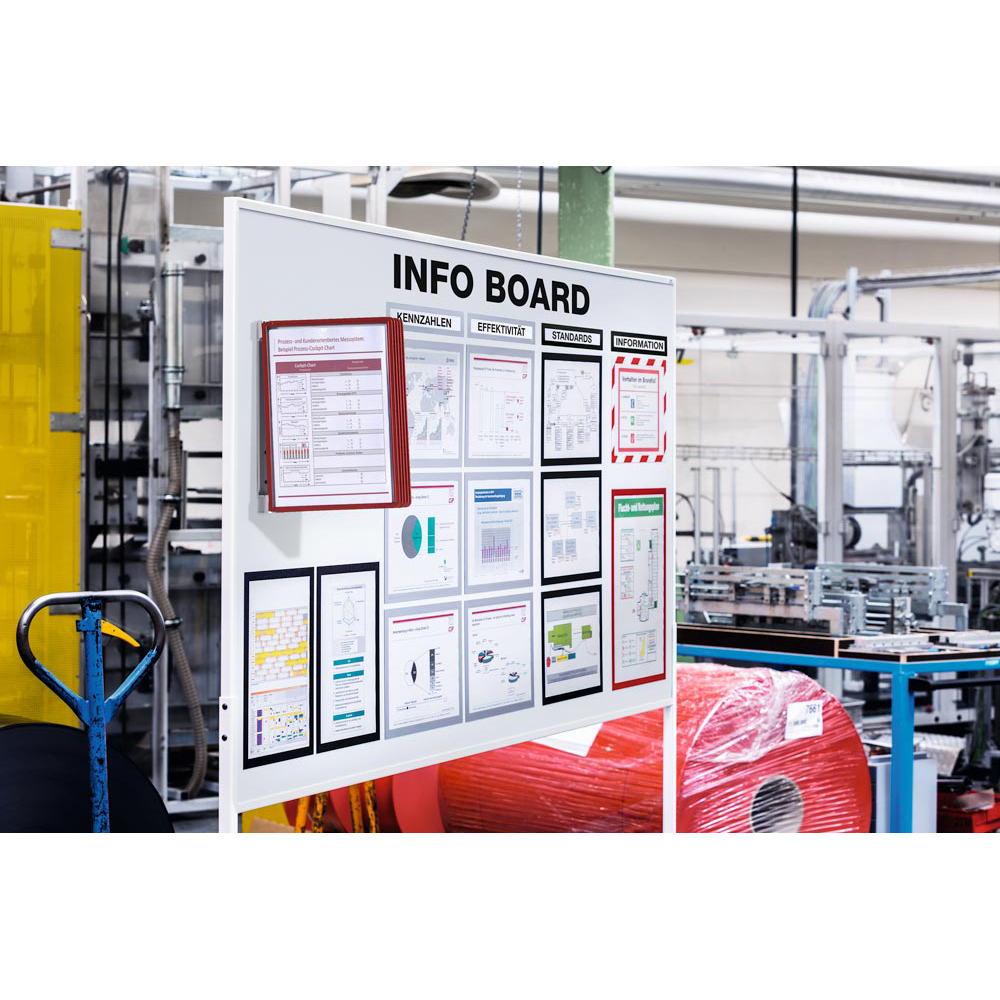 Sichttafelsystem, Wandhalter,  magnetisch, Metall, 5 Sichttafeln rot