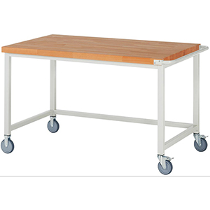 Fahrbare Werkbank, Breite 150 cm, Tiefe 90 cm, Höhe 88 cm, Platte: Buche-Riegel