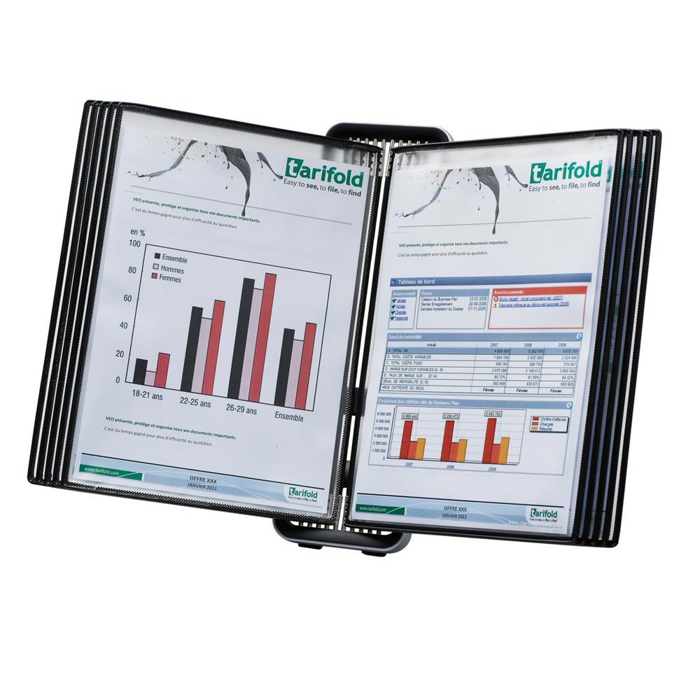 Sichttafelsystem, Wandhalter, Rahmen aus Alu und ABS, inkl. 10 Sichttafeln DIN A4, schwarz