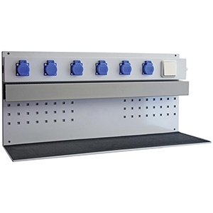 Akkuladeregal mit 6 Industriesteckdosen 230V/50Hz